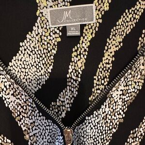 Metallic zebra design zip tunic